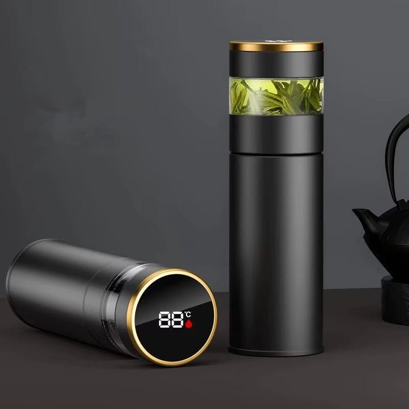 450ml Smart Thermos Bottle – Stainless Steel Insulated Flask with Infuser & Temperature Display