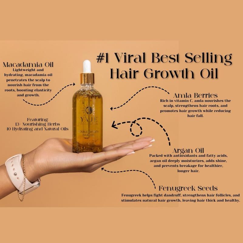 Double Growth – All-Natural Super Potent Hair Growth Oil | 13+ Herbs & 10 Oils | Fast Hair Regrowth & Bald Spot Treatment