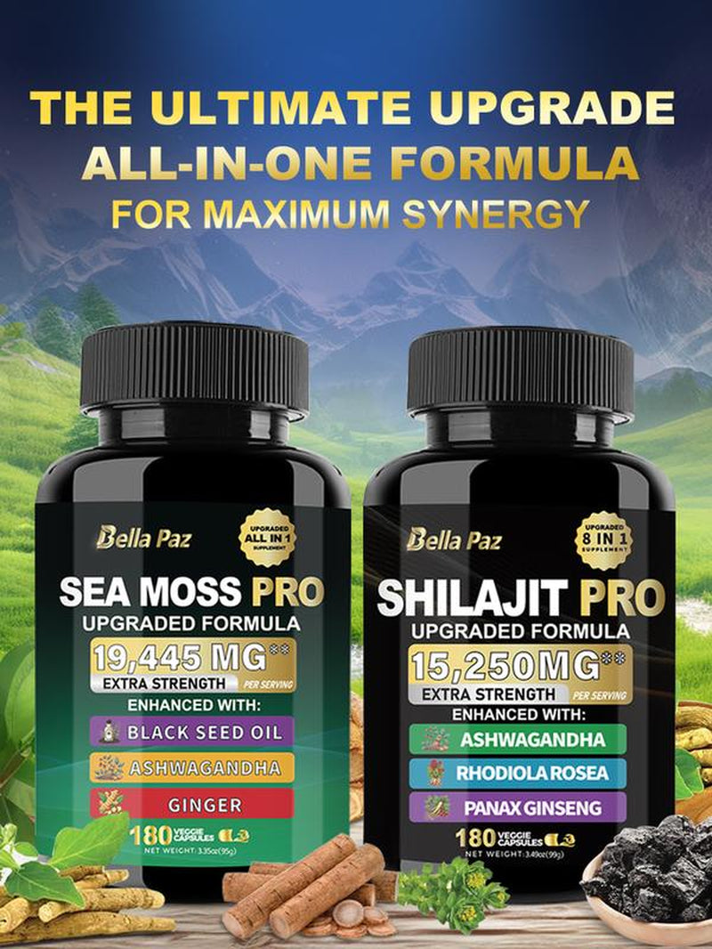 Bellapaz Ashwagandha & Seamoss & Shilajit -180 Capsules 3 Months Supply America'S #1 Ashwagandha Brand