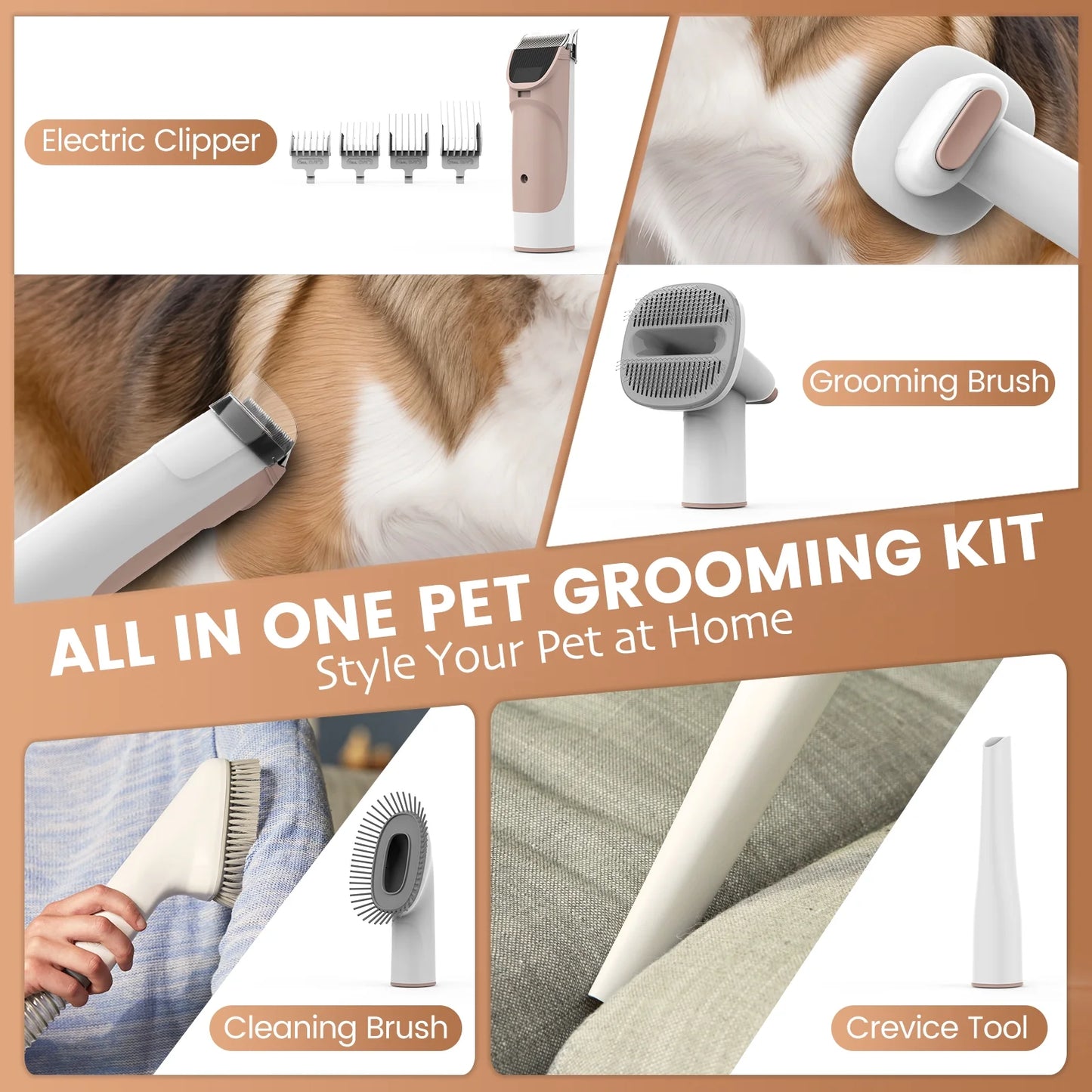 "AIRROBO PG50 Pet Grooming Kit & Vacuum – Powerful 11,000Pa Suction, 2.5L Dustbin, 5-in-1 Dog Shedding & Grooming Tool"