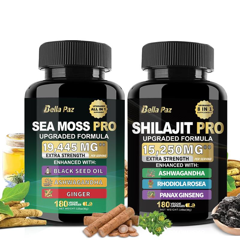 Bellapaz Ashwagandha & Seamoss & Shilajit -180 Capsules 3 Months Supply America'S #1 Ashwagandha Brand